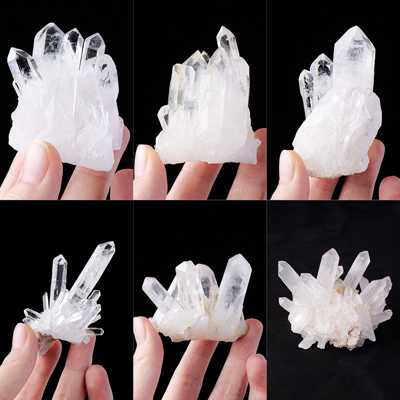 Natural Crystal Cluster Raw Stone White Crystal Mineral Specimen Energy Stone Crystal Cluster Demagnetization Crafts Fish Tank Decoration Wholesale