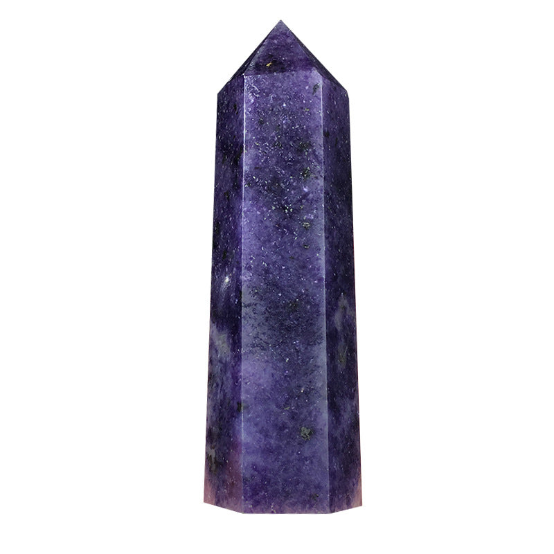 Natural Lilac Hexagonal Prism Energy Stone Ornament, Purple Column Crystal Energy Pillar, Energy Crystal Column