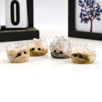 Natural White Crystal Cluster Crystal Cluster Ornaments White Crystal Raw Stone Hedgehog Small Animal Desktop Decoration Ornaments in stock Wholesale