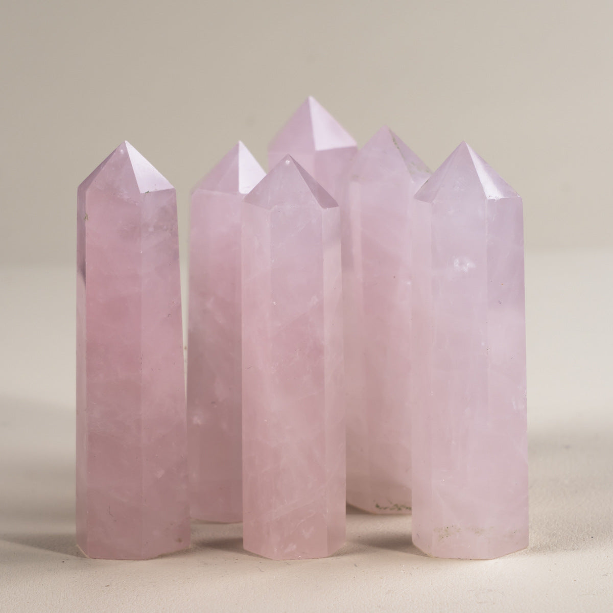 Natural pink crystal hexagonal prism pink crystal single pointed column Crystal column ornaments pink crystal column desktop home furnishing ornaments