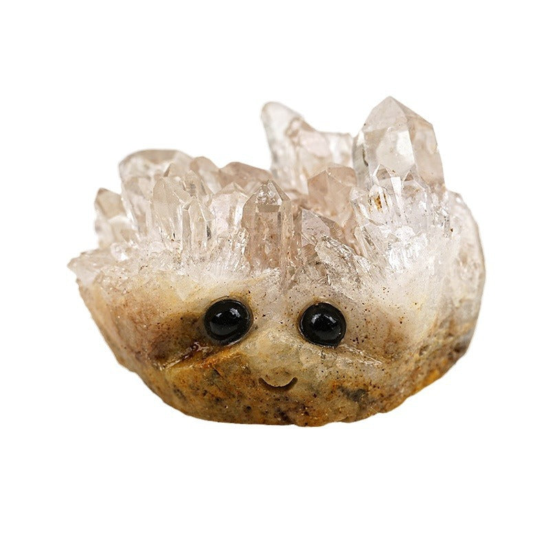 Natural White Crystal Cluster Crystal Cluster Ornaments White Crystal Raw Stone Hedgehog Small Animal Desktop Decoration Ornaments in stock Wholesale