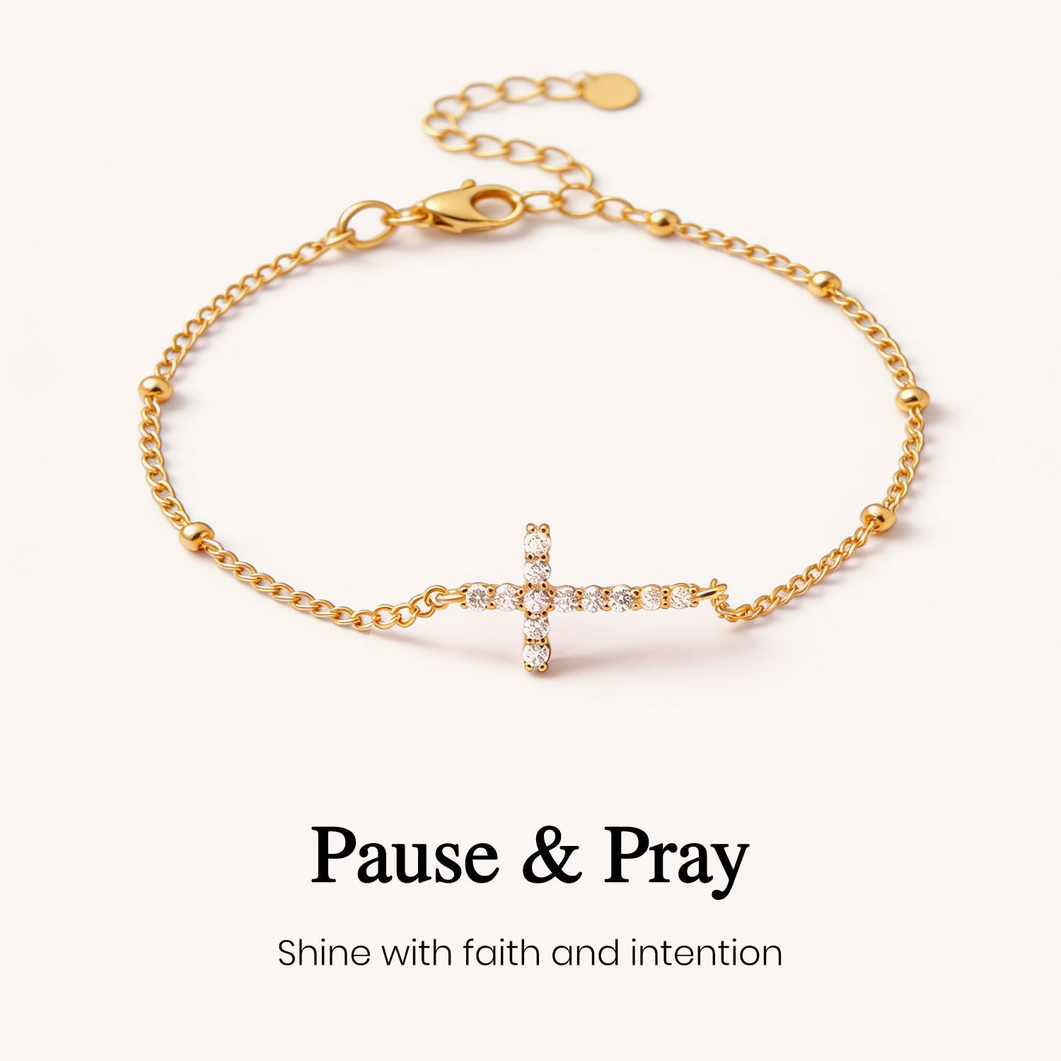 Pray On It Crystal Cross Bracelet