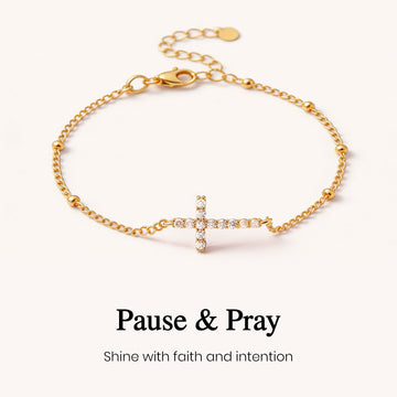 Pray On It Crystal Cross Bracelet