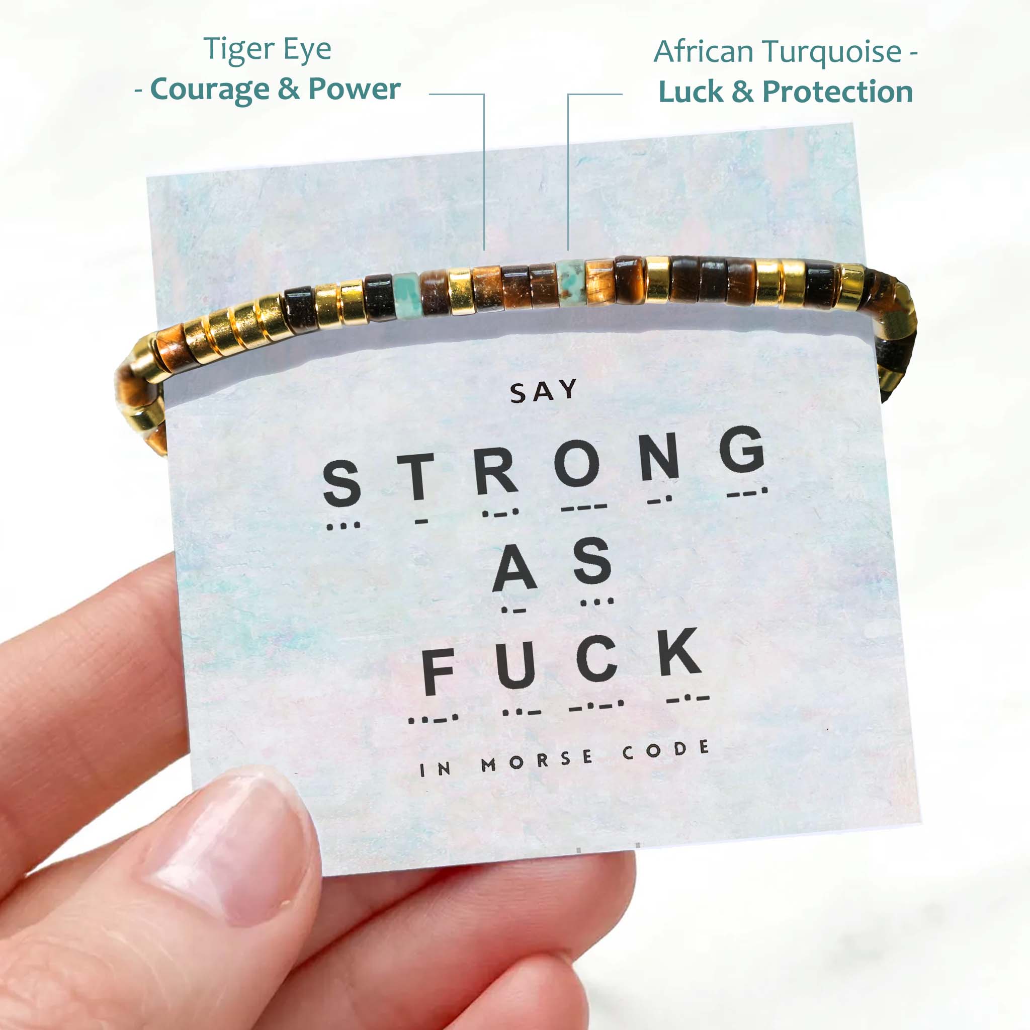 'Strong As Fuck' Morse code Motivational Bracelet