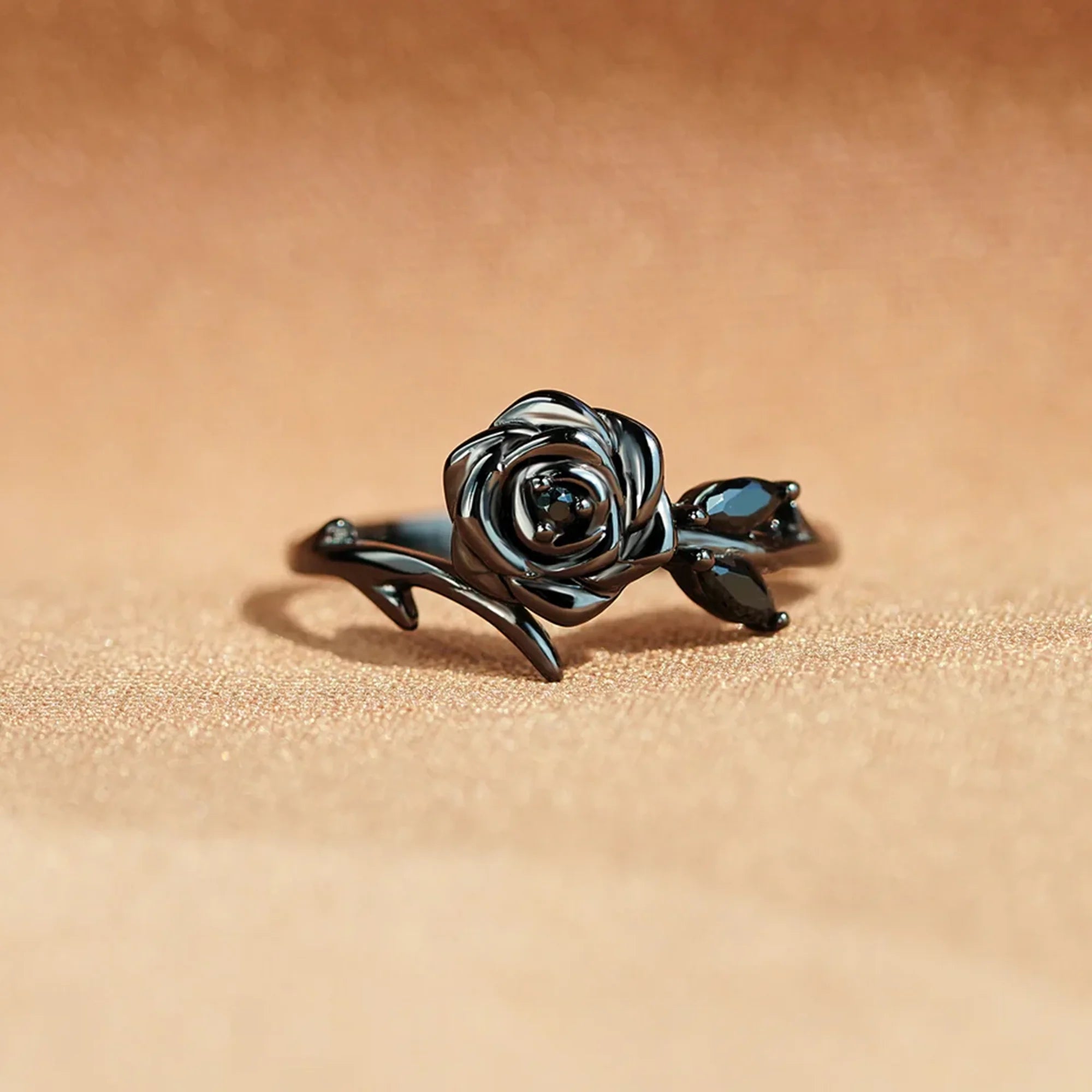 Strong As Fuck Adjustable Black Rose Ring