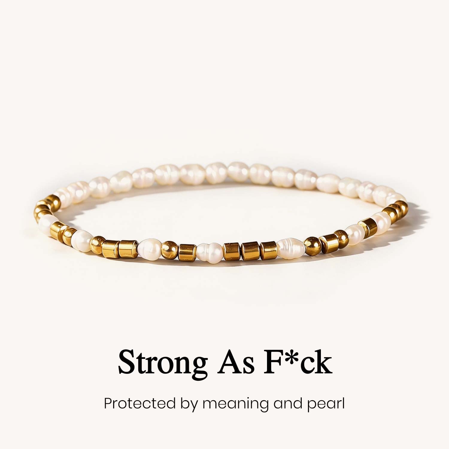 " Strong as Fuck " Pearl Morse Code Bracelet