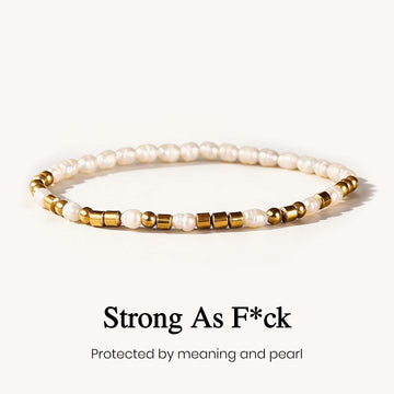 " Strong as Fuck " Pearl Morse Code Bracelet