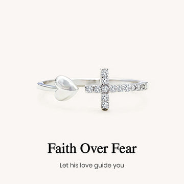 Trust in God Cross & Heart Adjustable Ring