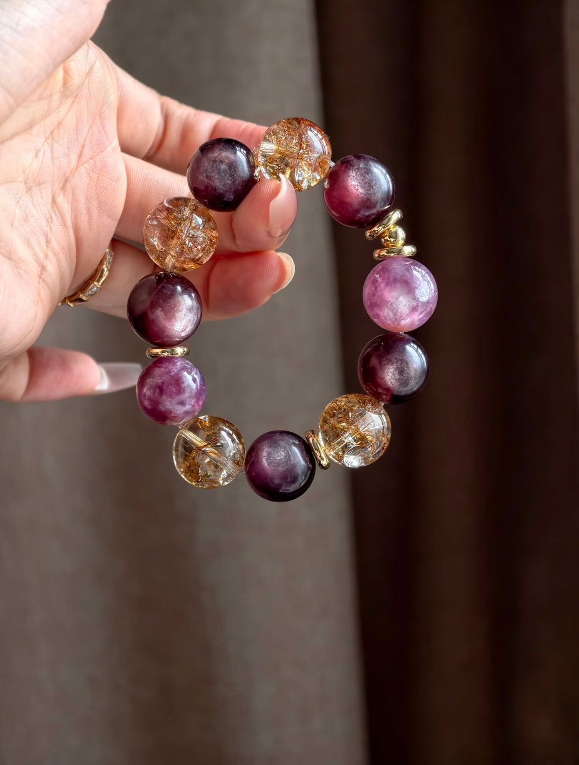 16 - 17mm lepidolite gold crystal for healing