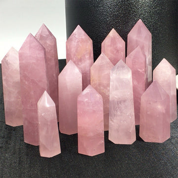Natural pink crystal hexagonal prism pink crystal single pointed column Crystal column ornaments pink crystal column desktop home furnishing ornaments