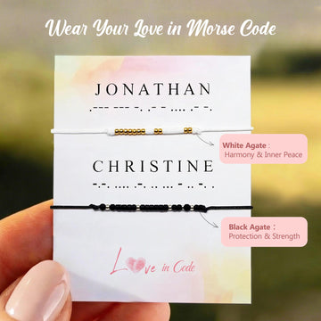 Morse Code Couple Energy Stone Bracelet