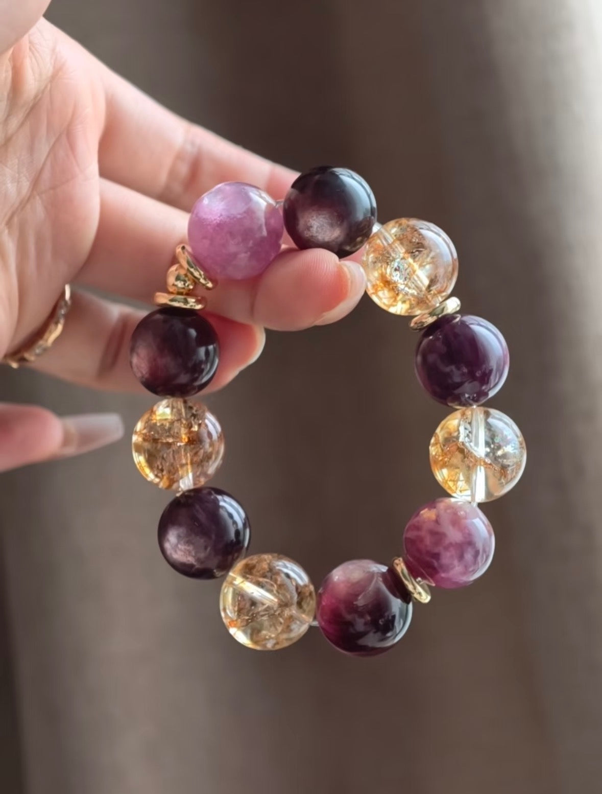 16 - 17mm lepidolite gold crystal for healing
