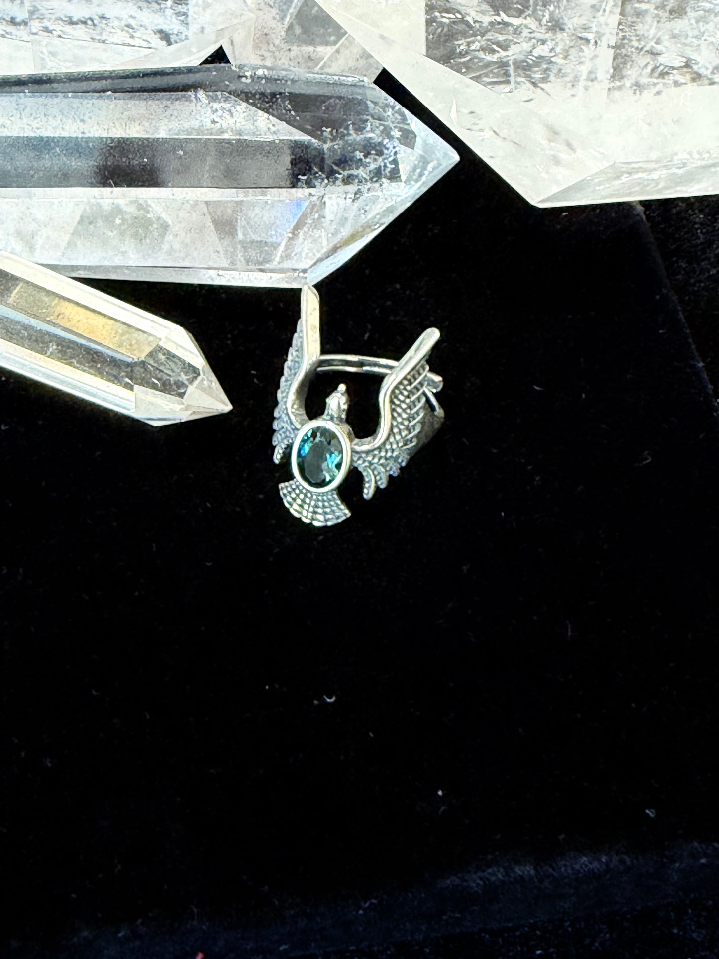 Wing Royal Blue Crystal Silver Ring
