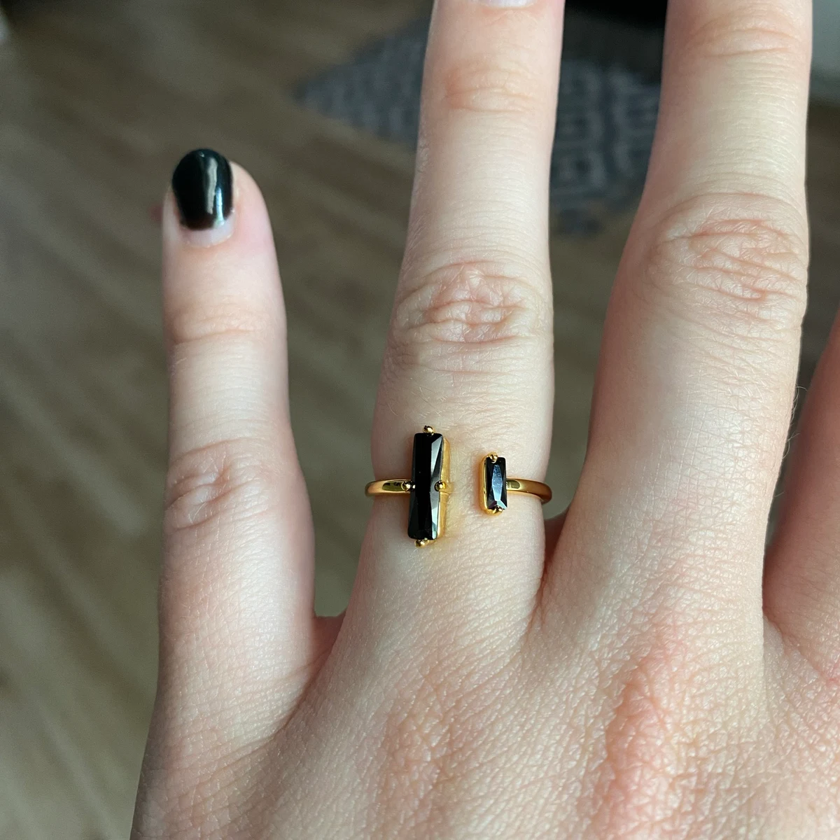 Black Onyx Thick & Thin Ring