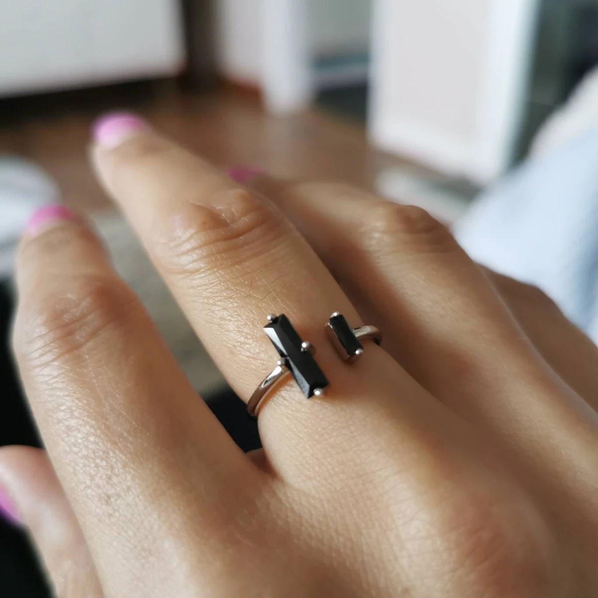 Black Onyx Thick & Thin Ring