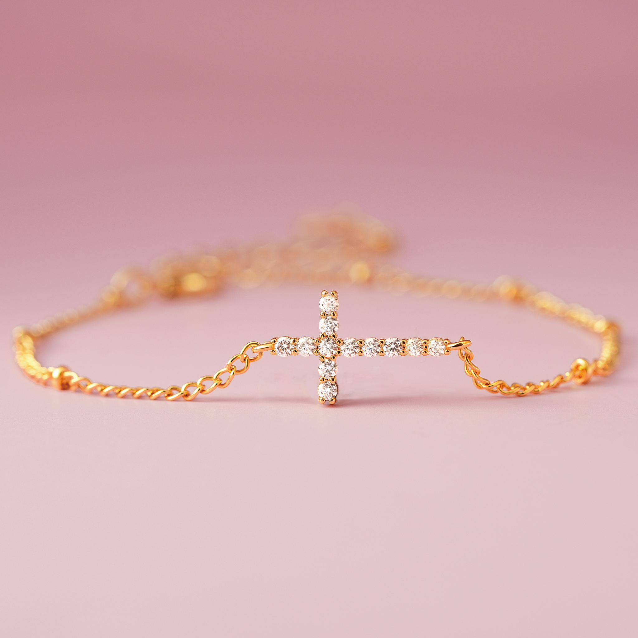 Pray On It Crystal Cross Bracelet