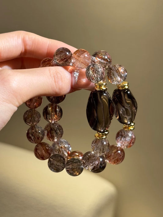 Rutilated Quartz Smoky Quartz with original shape