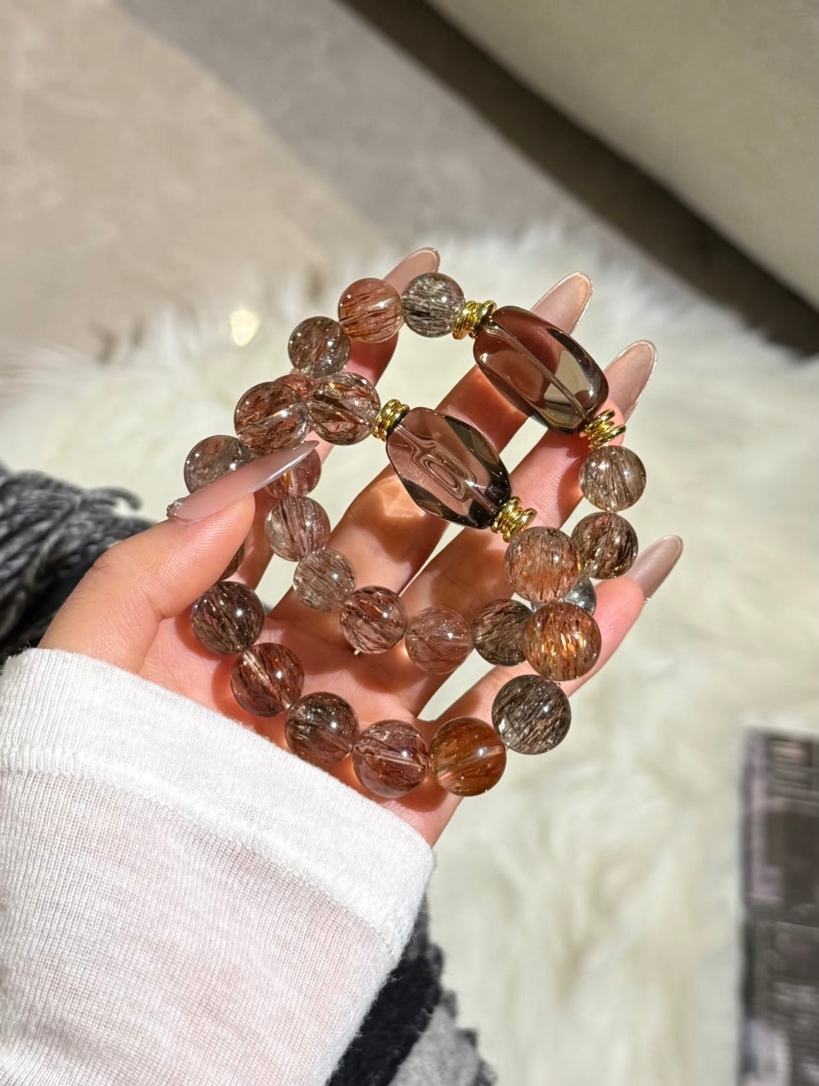Rutilated Quartz Smoky Quartz with original shape